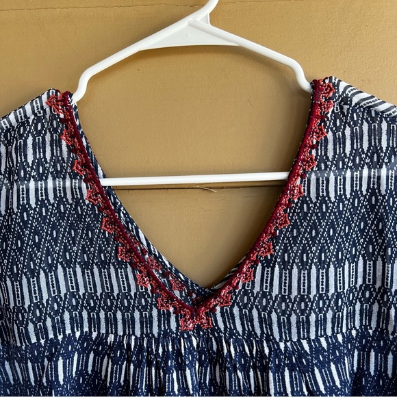 Lucky Brand Womens Tunic Blouse Plus Size M Boho Sheer Top Embroidery Popover - Picture 3 of 6